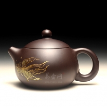 【西施壶】描金装饰 原矿老紫泥 风化老泥料 徐俊英紫砂壶 制壶经验老到