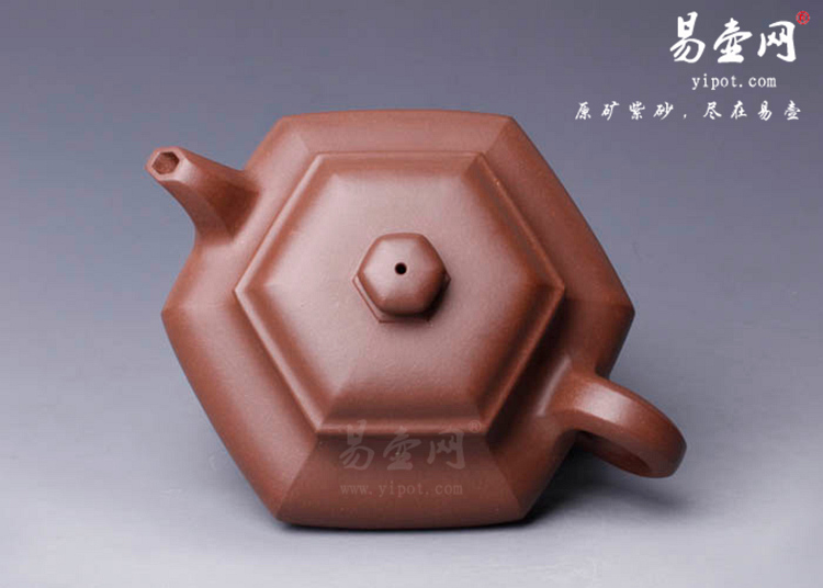 【六方虚扁】宜兴紫砂壶名家 卢宁刚紫砂壶作品 原矿底槽清