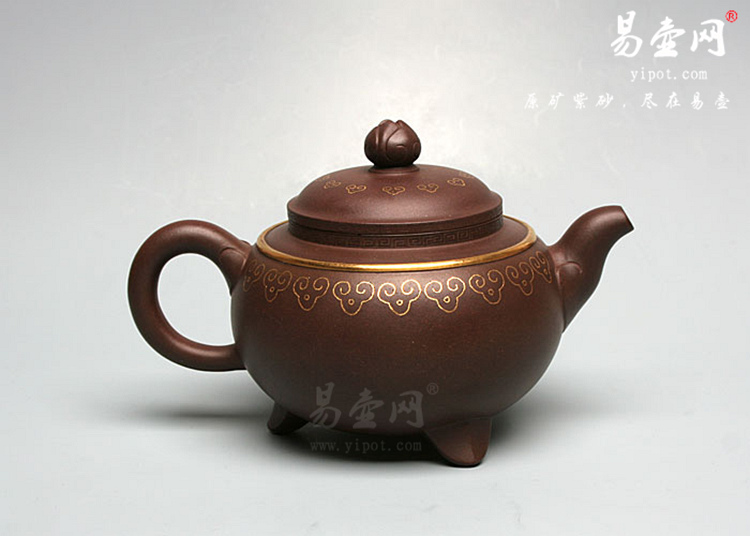 【包金云肩如意】宜兴紫砂壶名家 葛岳纯紫砂壶作品 原矿紫泥