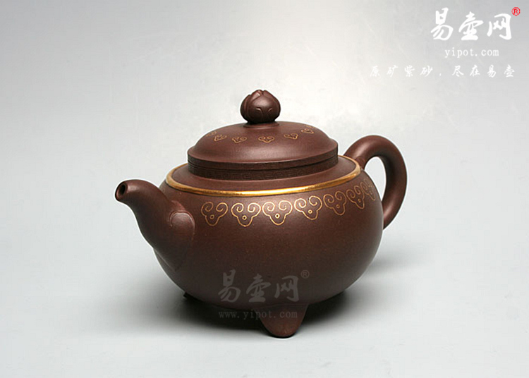 【包金云肩如意】宜兴紫砂壶名家 葛岳纯紫砂壶作品 原矿紫泥