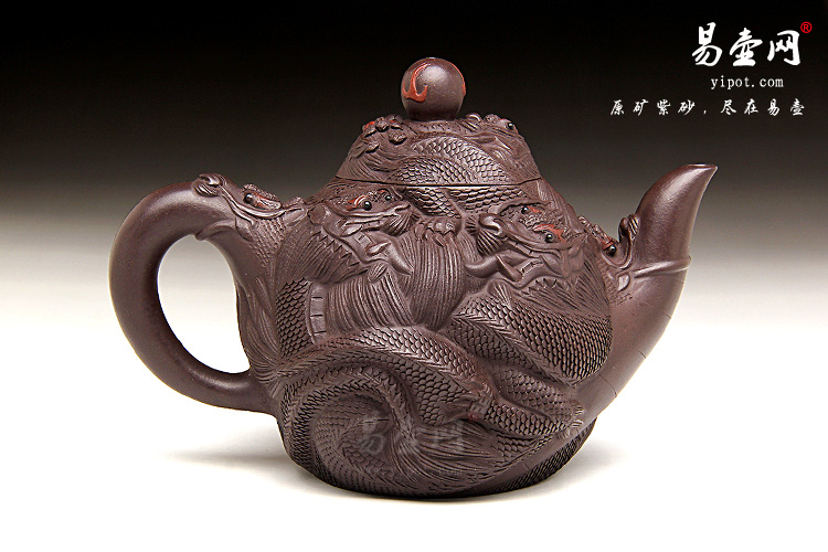 宜兴紫砂壶名家：葛岳纯小九龙至尊壶图片