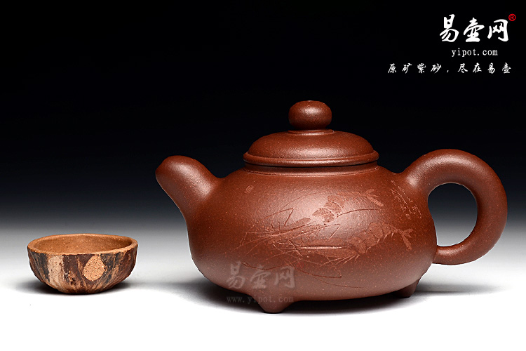 宜兴紫砂壶：李娅道缘刻绘壶图片
