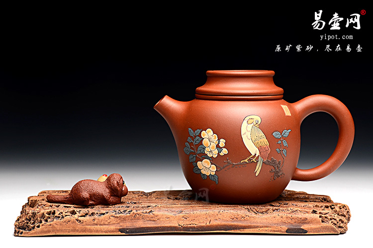 宜兴紫砂壶，丁小明紫砂壶，泥绘小品壶