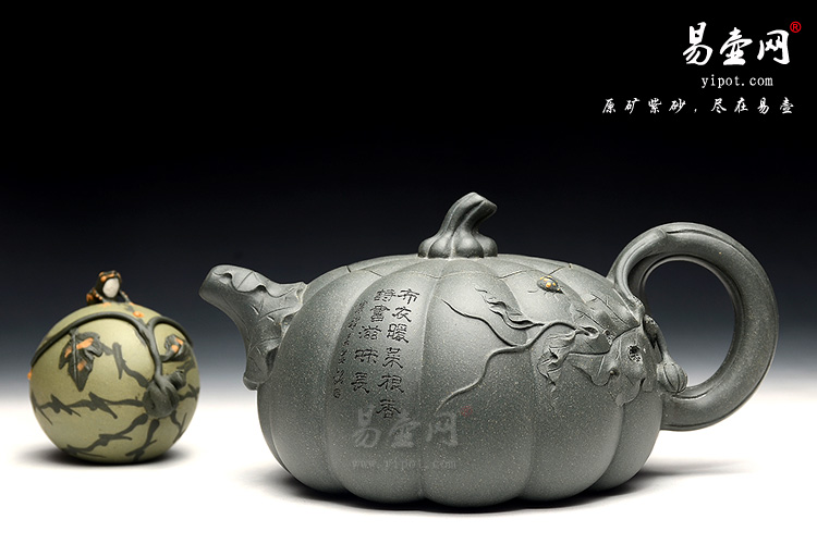 宜兴范建鹏紫砂壶，豆青泥紫砂壶图片，南瓜壶图片