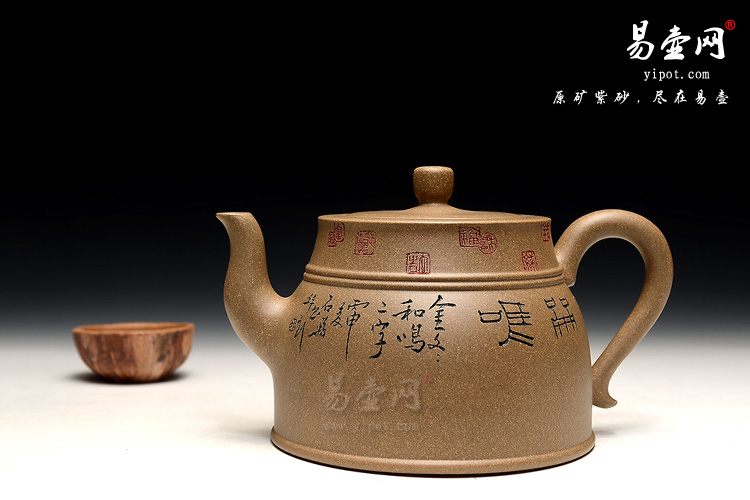 宜兴吴秋平石菊紫砂壶，金樽壶图片，造型别致，实用器形
