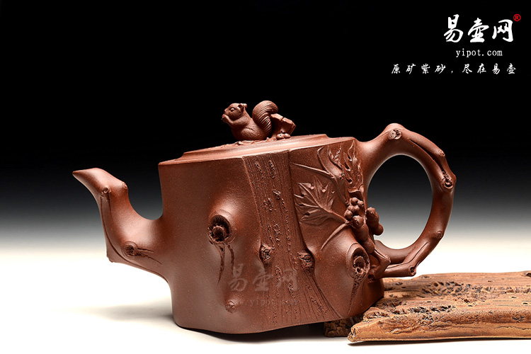 宜兴名家紫砂壶，冯盘军老师紫砂壶艺术，收藏力作，松树葡萄壶图片