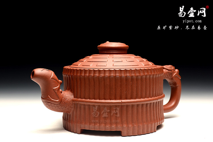 宜兴紫砂壶茶壶，陈顺根紫砂壶，龙头一捆竹紫砂壶