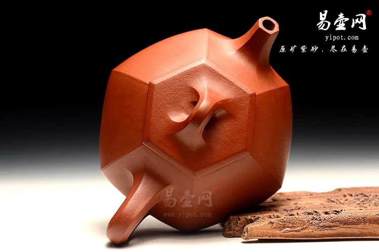杨尚坤紫砂壶艺术，六方石瓢壶，朱泥紫砂壶