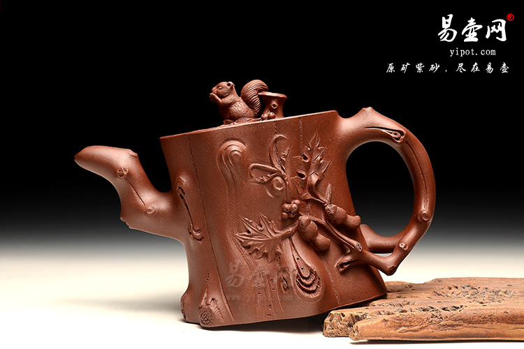 宜兴紫砂名家：冯盘军松鼠葡萄壶图片